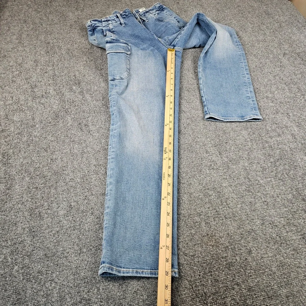 Paige Drew Cargo Pockets Straight Leg Jeans Light Wash Blue Size 27 WB068